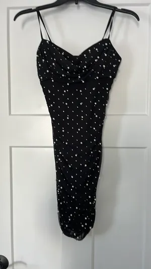 Honey and Rosie Black Homecoming Dress Dillard's with pearls thumbnail 5