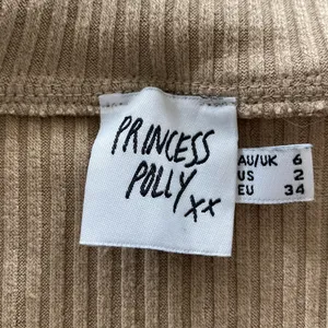 Princess Polly faith ribbed collared crop top long sleeve beige tan neutral thumbnail 4