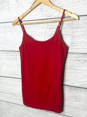 No Boundaries Red Spaghetti Strap Tank Top with Built In Shelf Bra Size Medium thumbnail 4