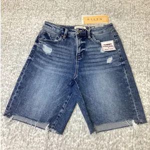 Risen Jeans Women XL Slouch Bermuda Shorts Tummy Control Distressed Medium Wash thumbnail 1