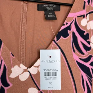 NWT Ann Taylor Factory Sheath Floral Midi Dress Brown Pink Black Size 10 Petite thumbnail 6