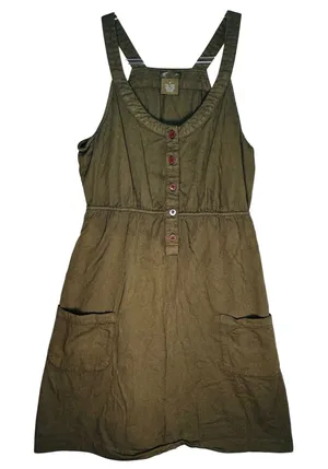 Fei Anthropologie Olive Dress Womens 4 Button Front Pockets Casual USA Pinafore‎ thumbnail 1