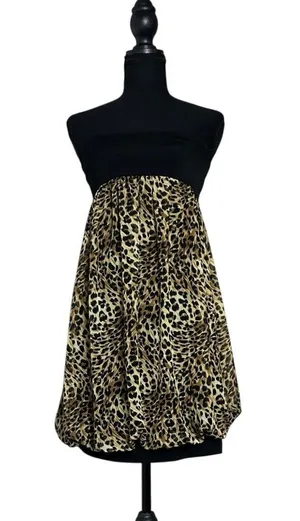 Body central leopard print balloon mini dress thumbnail 1