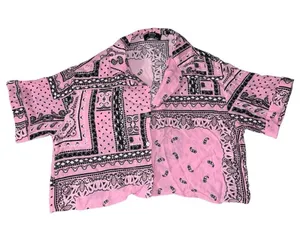 Bershka pink bandana button up shirt. thumbnail 1