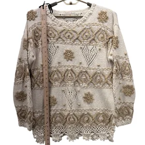Express Vintage Fair Isle Sweater Cream Medium‎ thumbnail 10