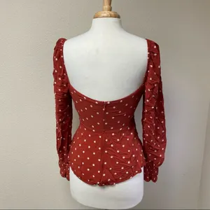 Auguste The Label Polly Sunday Polka Dot Peplum Blouse Red 8 thumbnail 3