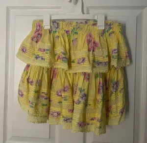 Love Shack Fancy yellow floral skirt thumbnail 1