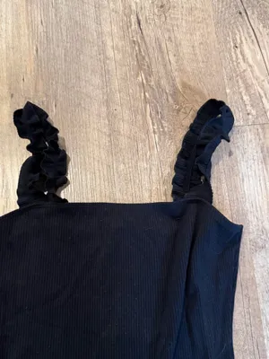 Aritzia Sunday Best Ribbed Ruffle Strap Bodysuit XS thumbnail 3