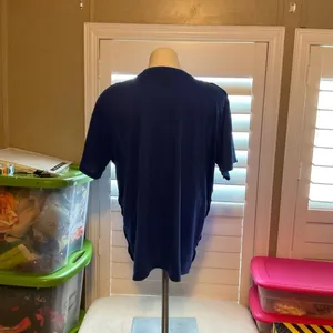 Elegant Royal Blue V-Neck Long Sleeve Top thumbnail 7