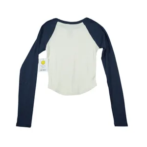 The‎ Vinyl Icons SmileyWorld Raglan Baseball Tee Navy Cream XS NWT Casual Lounge thumbnail 6