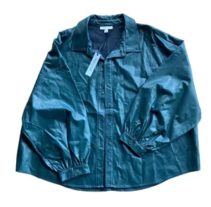 NWT Emerald Green Faux Leather Shacket Jacket 🔥 thumbnail 1