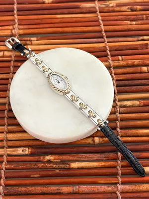 Brighton Two-Tone Silver and Gold Oval Bracelet Watch with White Dial 7.5” thumbnail 3