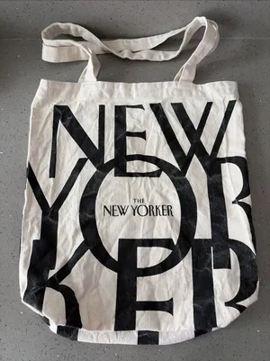 The New Yorker Magazine Tote Bag 15” Canvas Shopping Fun Chic Reusable thumbnail 1