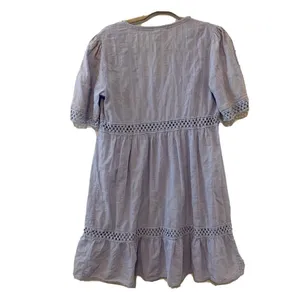 Knox Rose Womens Size Medium Blue Embroidered V Neck Lagenlook Tiered Dress thumbnail 3