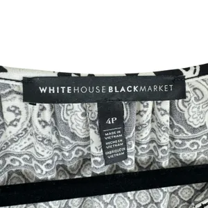 White House Black Market Black White V-Neck 3/4‎ Bell Sleeve Mini Dress Size 4P thumbnail 5