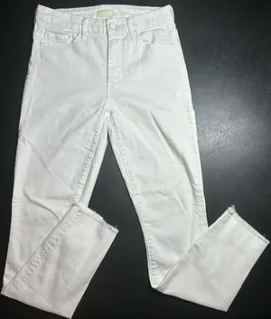 MOTHER Size 26 High Waisted Looker Dagger Ankle Fray Jeans Glass Slipper White thumbnail 1