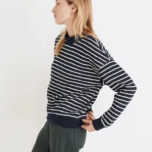 MADEWELL Striped Quilted Sweatshirt Pullover Sweater Top thumbnail 2