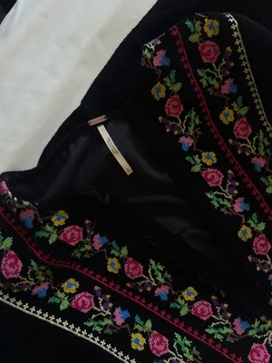FREE PEOPLE | Black Velvet Tunic/Dress with Colorful Floral Embroidery thumbnail 6