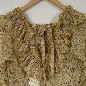 Endless Rose Yellow Ruffle V Neck Empire Waist Blouse Small Sunny thumbnail 6
