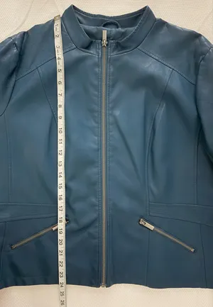 New York & Co. Deep Teal Zip Up Jacket thumbnail 8