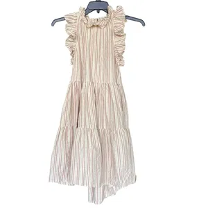 Ulla Johnson Yellow Cream Red Ruffle Tamsin Striped Flutter Mini Dress Size 6 thumbnail 2