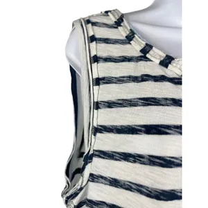 Free People Blue White Nautical Theme Lightly Distressed Sleeveless Top M thumbnail 2