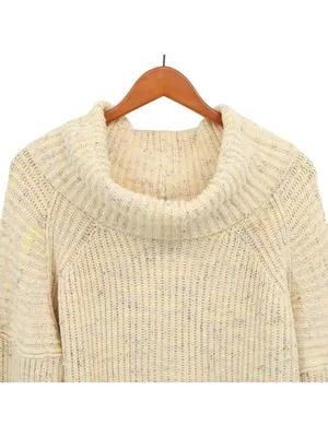 Free People Leo Sassy Peach Speckled Slouchy Turtleneck Oversized Sweater S thumbnail 4
