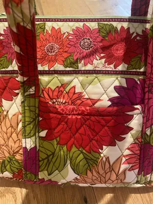 Vera Bradley Hello Dahlia Handbag Pink Flowers Quilted Shoulder Bag Tote Purse thumbnail 3