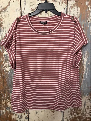 Bloomchic Red and White Striped Short Sleeve Tee size 12 NWOT thumbnail 1