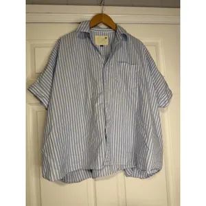 R13 Striped Button Up Shirt Blue White Dolman Oversized Boxy Top City Boy Preppy thumbnail 2