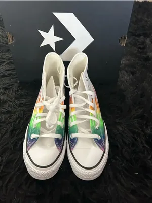 CONVERSE Chuck Taylor all star hi top rainbow flames shoes sneakers sz 8 new thumbnail 3
