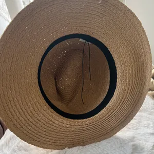 Kelly & Katie Straw Ribbon Panama Hat in Tan & Yellow NEW thumbnail 3