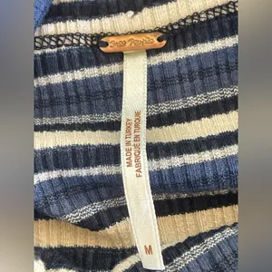 Free People Navy and Cream Striped Turtleneck Sweater thumbnail 8