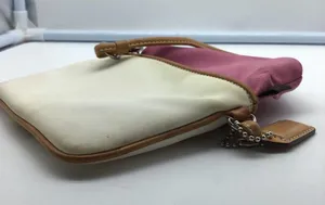 COACH white canvas w/brown trim wristlet thumbnail 14