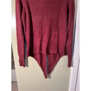 Olivaceous Women's Size Small Knit Top Long Sleeve Tie Front Burgundy Soft thumbnail 7