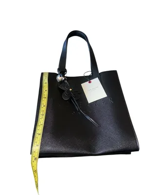 NWT Ted Baker London The Icon Black Embossed Small Tote With Flower Charm thumbnail 4