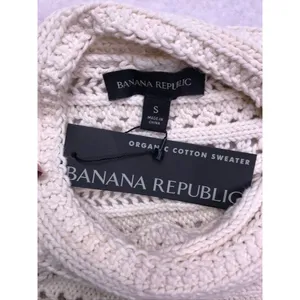 Banana Republic Organic Cotton Sweater Tank Womens‎ Small Cream Crochet Knit thumbnail 2