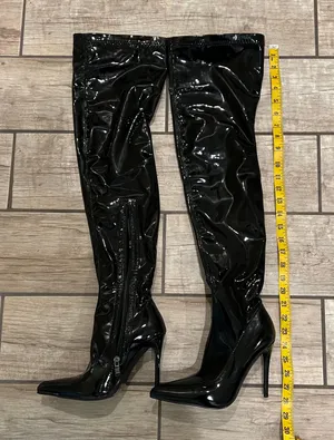 Over The Knee Glossy Stiletto Booth Tight High Boots Ultra High Heel Shoes Pointed Toe thumbnail 9
