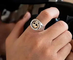 &merci Men’s Two Tone Stainless Steel Retro Skull Ring with Crossed Swords Size 14 thumbnail 3