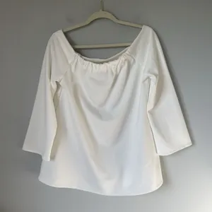 Tuckernuck White Miranda Off The Shoulder Blouse Top 3/4 Sleeve Women's Size XL thumbnail 2