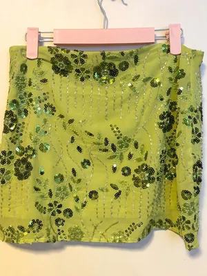 No Boundaries Sequin Beaded Embellished Mini Skirt Light Green Womens Size XS thumbnail 5