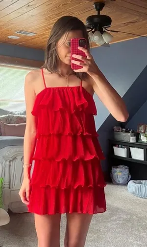 Sincerely Jules Red Ruffle Dress thumbnail 1