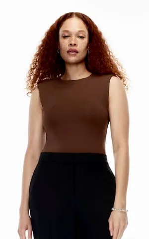 Aritzia Babaton Contour Shoulder Pad Bodysuit in Brown thumbnail 1