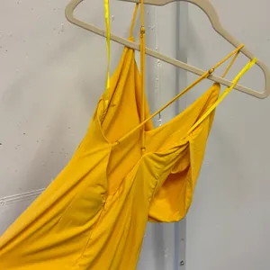 NWT Hello Molly Yellow Cowl Neck Midi Dress Open Back ST2605D XS US 2 thumbnail 6