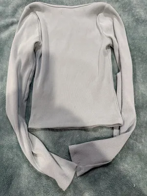 Hollister Ribbed Square Neck Long Sleeve Top, Size XXS thumbnail 3