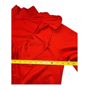 Who What Wear Fiery Red Long Sleeve Sheath Ruffle Dress Size: Small thumbnail 11