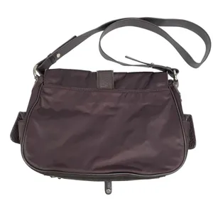 DKNY Brown Suede & Dark Purple Satin Crossbody Purse Bag thumbnail 3