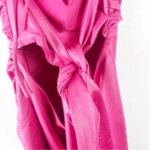 LUCY IN THE SKY Pink Draped Front Ruched Sides Low Back Cutout Mini Dress Small thumbnail 8