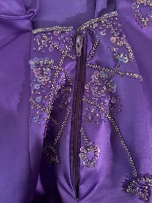 Y2k beaded mermaid dress in royal purple satin thumbnail 6