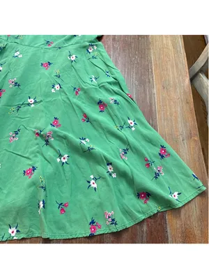 Old Navy Green Floral Fit & Flare Cami Dress Mini Smocked Back Size Large thumbnail 4